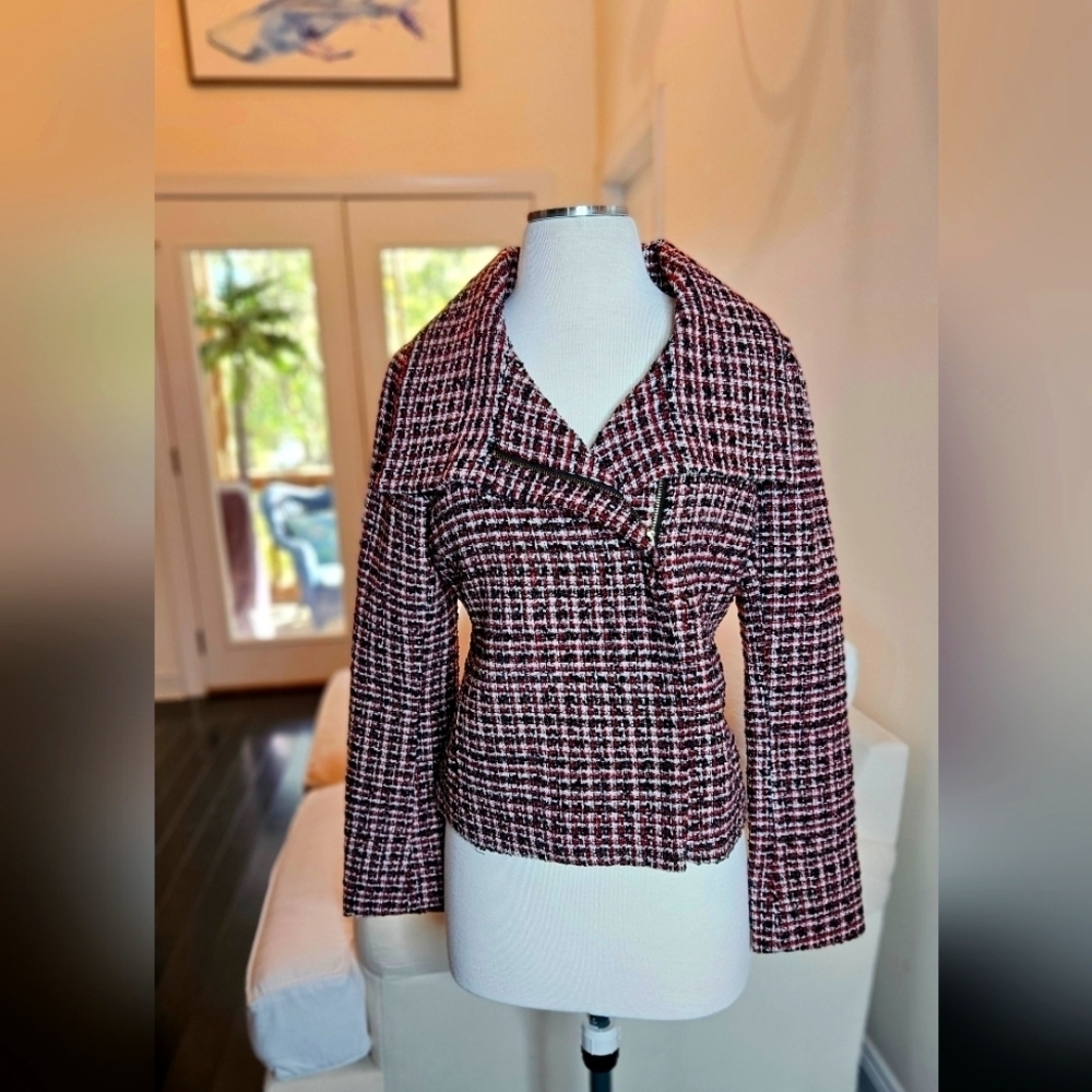 Talbots Y2K Tweed Moto Jacket Size 6